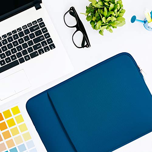 RAINYEAR 14 Inch Laptop Sleeve Protective Case Soft Fluffy Lining Cover Carrying Bag with Front Pocket & Accessories Pouch, Compatible with 14" Notebook Computer Chromebook(Navy Blue,Upgraded Version) - color: Navy Blue(Upgraded Version), size: 14"