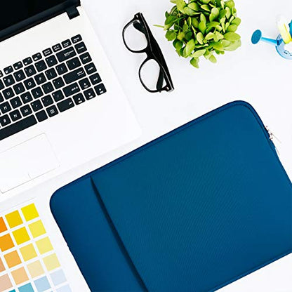 RAINYEAR Laptop Sleeve Case Compatible with 13.3 Inch Notebook Computer Chromebook 14" MacBook Pro/Max M1 M2 M3 M4 M5 Cover Soft Bag with Front Pocket & Accessories Pouch (Navy Blue, Upgraded Version) - color: Navy Blue(Upgraded Version), size: 13"-13.3"