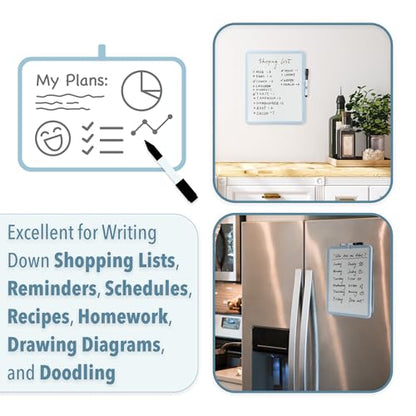 Mr. Pen- Dry Erase Board, 14” x 11” with a Black Dry Erase Marker | Blue Frame, Small Mini White Board for Students, Fridge, Wall, Locker, Includes Double Sided Tapes - color: Blue
