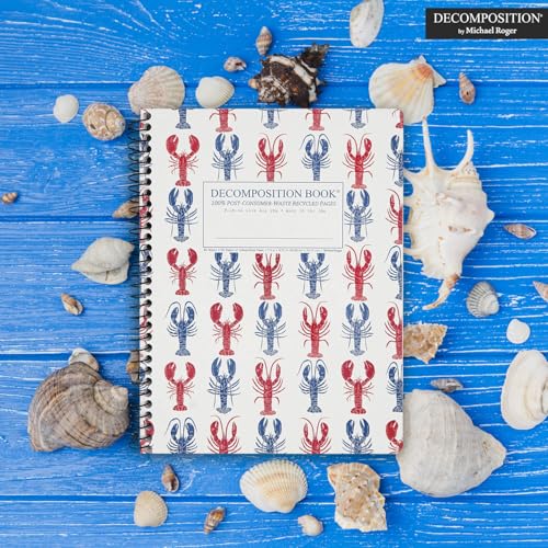 Decomposition Lobsters College Ruled Spiral Notebooks – 9.75 x 7.5 Journal with 160 Lined Pages – Notebooks for School Supplies, Home & Office – 100% Recycled Paper – Made in USA - color: Lobsters