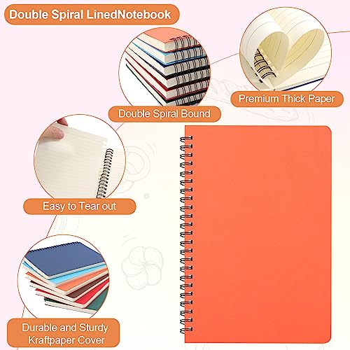 6Pack Hardcover Spiral Notebook,A5 Spiral Notebooks College Ruled,5.5x8.5 Inches,Spiral Journal Notebook for Work Study,80 Sheets 160 Pages 6 Colors