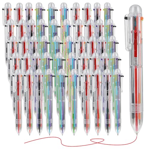50PCS 6 in 1 Multicolor Ballpoint Pen Bulk, 0.5mm 6 Colors Retractable Colorful Ink Pens, Funny Nurse Rainbow Ballpoint Pen, Party Favors Birthday Gifts Color Changing Pens for Office School