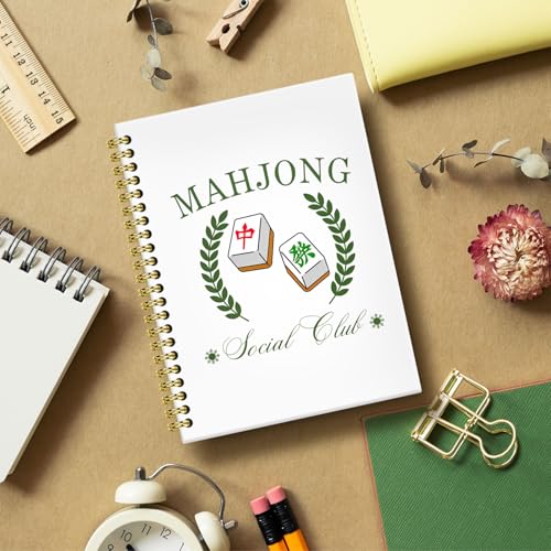Mahjong Social Club Notebook Journal 5.5x8.3, Mahjong Notebook Gifts for Mah Jong Lovers Players, Mah Jong Accessories Journals, Hardcover Spiral Notebooks for Note Taking - color: 6