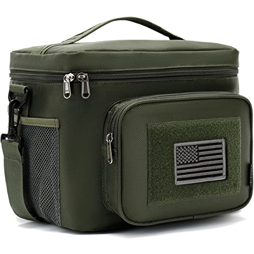 FlowFly Tactical Lunch Bag Large Insulated Lunch Box Cooler Tote for Men, Women with MOLLE/PALS Webbing (Army#Green, Large) - color: Army#Green, size: Large