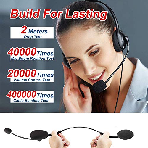 EBODA USB Headset Computer Headset with Noise Cancelling Microphone, Lightweight PC Headset Wired Headphones Business Headset for Skype Webinar Cell Phone Call Center