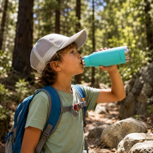 CHILLOUT LIFE 12oz Kids Insulated Stainless Steel Water Bottle, Leak Proof | Small Metal Water Bottle, Keeps Drinks Cold 24H & Hot 12H, Leak-Proof Screw Lid, Perfect for School, Travel & Sports - color: Aqua Blue
