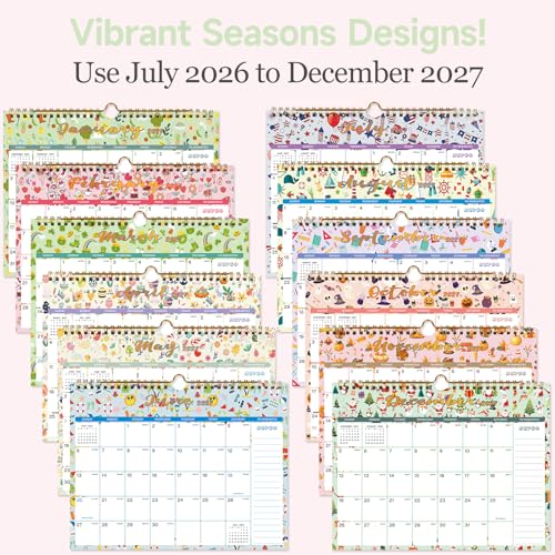 Lbylyhxc 2026-2027 Calendar - Includes July 2026 to December 2027-18 Monthly Wall Calendar 2026 - 2027, 11 x 8.5 Inches.Thick Paper with Julian Dates and Block for New Year and Christmas Presents (Calendar 2026-2027 Festival) - color: Calendar 2026-2027 F