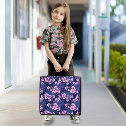 3 Ring Zipper Binder Purple Cherry Blossoms Binders Bag with Shoulder Strap 500 Sheets Paper Organizer Trapper Keeper Documents Storage File Folder for School Office - color: A423