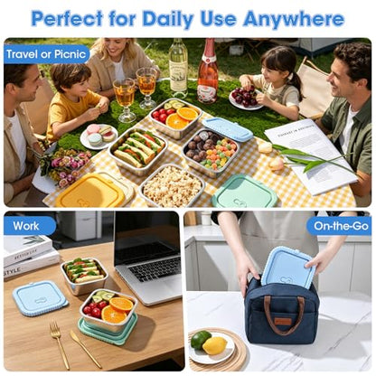 2 Pack 32oz Stainless Steel Snack Containers with Silicone Lids, Leakproof Airtight Metal Bento Box, Reusable Food Storage for Meal Prep, Sandwich, Travel, Stackable BPA Free (2pack-A) - color: 2pack-A