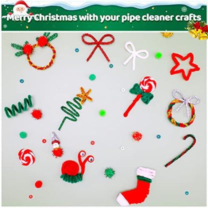 Iooleem 200pcs Christmas Green Pipe Cleaners, Chenille Stems, Pipe Cleaners for Crafts, Pipe Cleaner Crafts, Art and Craft Supplies. - color: Christmas Green, size: Small Pack