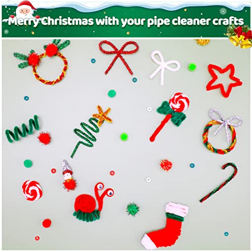Iooleem 200pcs Green Glitter Pipe Cleaners, Glitter Chenille Stems, Pipe Cleaners for Crafts, Pipe Cleaner Crafts, Art and Craft Supplies, Christmas Pipe Cleaners. - color: Green Glitter, size: Small Pack