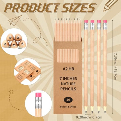 Geyoga 50 Boxes Woodcased Classroom #2 HB Pencils with Erasers 500 Count Pre-sharpened Number 2 Pencils for School Teacher Office Supplies, Writing, Drawing and Sketching Back to School Gifts (Wood) - color: Wood