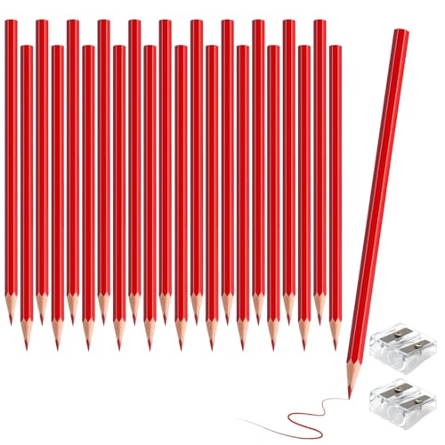 24 Pack Red Colored Pencils for Kids, Pre-sharpened Art Pencils Back to School Supplies Set, Drawing Sketching Pencils for Students, Teachers, Classroom - color: red