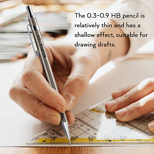 Nicpro 6PCS Metal Mechanical Pencil Set, Full Copper Drafting Pencil 0.3, 0.5, 0.7, 0.9 mm & 2PCS 2mm Graphite Lead Holder(4B 2B HB 2H) For Art Sketching Drawing With Lead Refills Eraser Case - color: Gold
