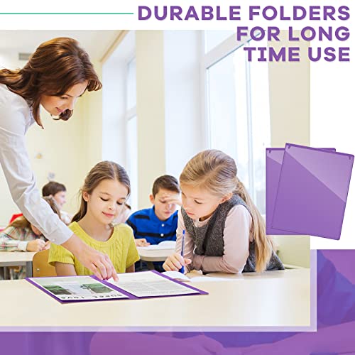 Henoyso 48 Pcs Plastic Take Home Folders with 2 Pockets Parent Teacher Classroom Communication Homework Folder for Students Parent Teacher Connector(Purple) - color: Purple