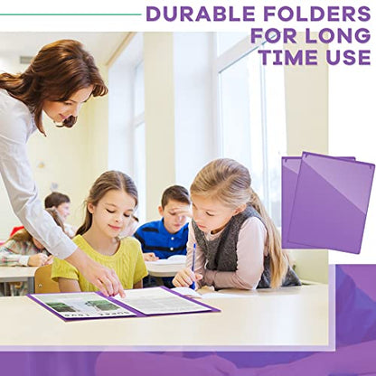 Henoyso 48 Pcs Plastic Take Home Folders with 2 Pockets Parent Teacher Classroom Communication Homework Folder for Students Parent Teacher Connector(Purple) - color: Purple