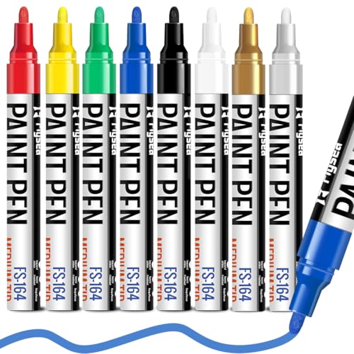 Paint Pens Permanent Markers - 8 Pack Quick Drying Waterproof Oil Based Paint Markers, Medium Tip, Marker Pen for Metal, Rock Painting, Wood, Plastic, Canvas, Mugs, Stone (8 Colors) - color: 8 Colors