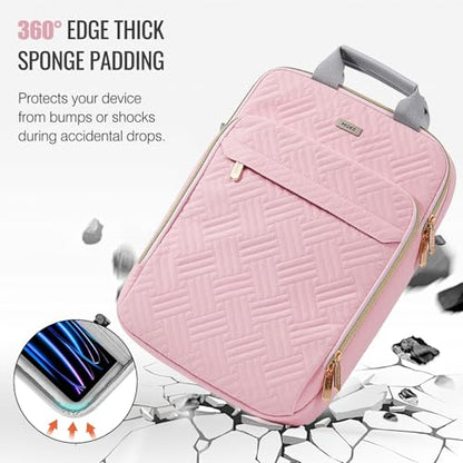 MoKo 13-14 in Puffer Laptop Sleeve Bag for 13-inch New Mac Air M5/Neo A18 Pro, 14-inch Mac Pro M5/M4/M3/M2/M1, 13.8“ Surface, Puffy Laptop Carrying Case with Handle & Shoulder Strap, Pink - color: Pink, size: 13.3-14 Inch
