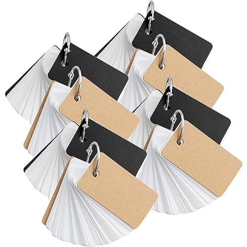 Veemoon 8Pcs Portable Blank Flashcards with Binder Rings Memo Notepad for DIY Writing for Students Travel Journals Creative Ideas and Organization - size: 7X4CM