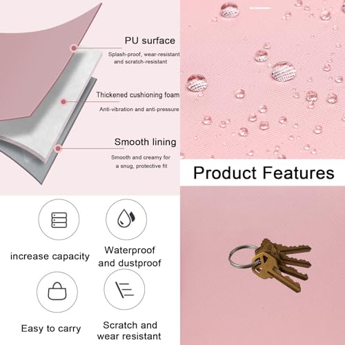 Crienten 12.9 Inch Tablet Sleeve Bag for Women Fits iPad Pro 12.9 M2 2022/2021/2020/2018/Pro 12.9 2017, Surface Laptop Go 12.4", Galaxy Tab S8+ 12.4", Waterproof Bag Carrying Case with Pocket (Pink) - color: Pink-12.9in, size: 12.9 inch