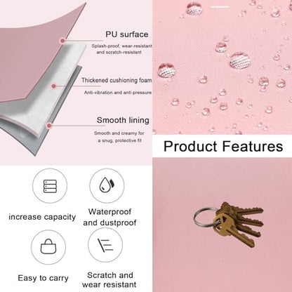 Crienten 12.9 Inch Tablet Sleeve Bag for Women Fits iPad Pro 12.9 M2 2022/2021/2020/2018/Pro 12.9 2017, Surface Laptop Go 12.4", Galaxy Tab S8+ 12.4", Waterproof Bag Carrying Case with Pocket (Pink) - color: Pink-12.9in, size: 12.9 inch