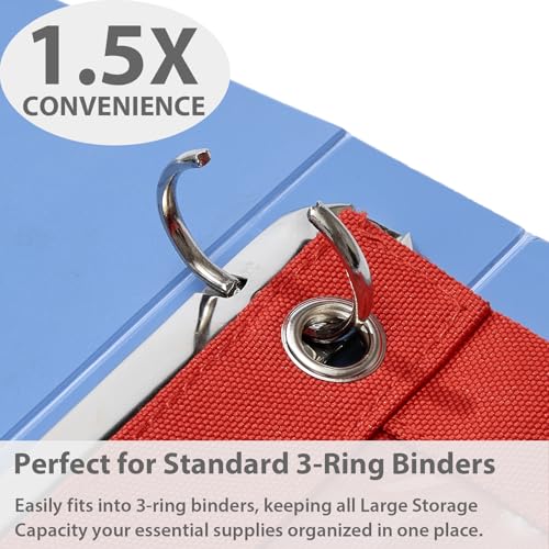 SPACEMATE Binder Pencil Pouch Case Box Bag for 3 Ring Binder School Supplies Girls Boys Kids, Clear Preppy Stuff Large Aesthetic Pen Organizer, Back to College Stationary, 1 Pack, Red - color: Red