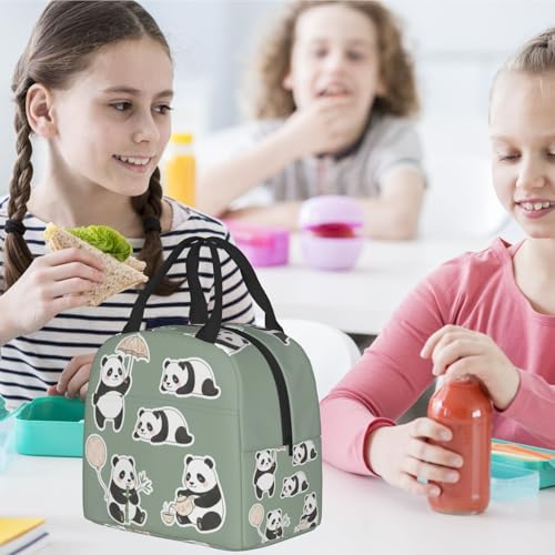 Panda Lunch Box - Insulated Lunch Bags for Women/Men Little Panda Collection Reusable Lunch Tote Bags, Perfect for Office/Camping/Hiking/Picnic/Beach/Travel - color: Panda