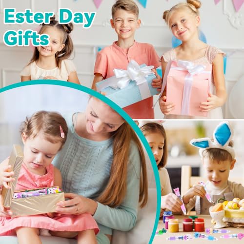 Vellibring 24PCS Easter Fun Pens 0.7mm Cute Bunny Egg Multicolor Ballpoint Pens Retractable 4 Colors in 1 for Easter Party Favors Basket Stuffers School Supplies Students Rewards - style: Easter-24pcs
