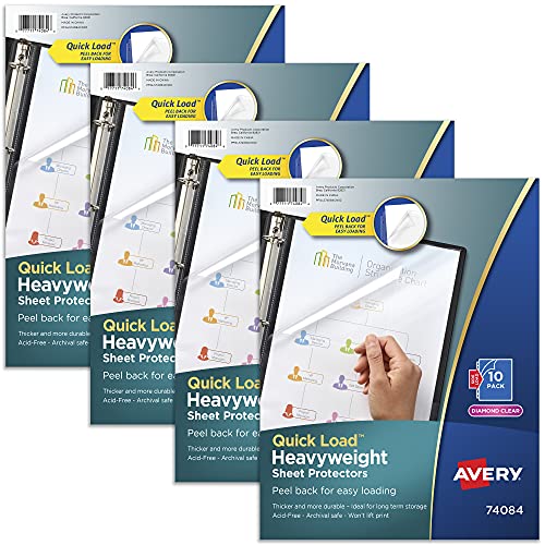 Avery Diamond Clear Page Protectors for 3 Ring Binders, 10 Document Protectors Per Pack, 40 Total (4-Pack of 74084) - style: 4 Pack
