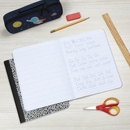 Oxford Primary Ruled Composition Notebooks, 9-3/4 x 7-1/2 Inches, Writing Practice for Kids, Grades K-2, Black Covers, 100 Sheets, 2 Pack (1002521)