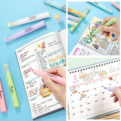 FINPAC Bible Highlighters, 6-Pack Aesthetic Highlighters, Chisel Tip No Bleed Fast-dry Markers Pen for Bible Study Journal Planners Drawing Notebook