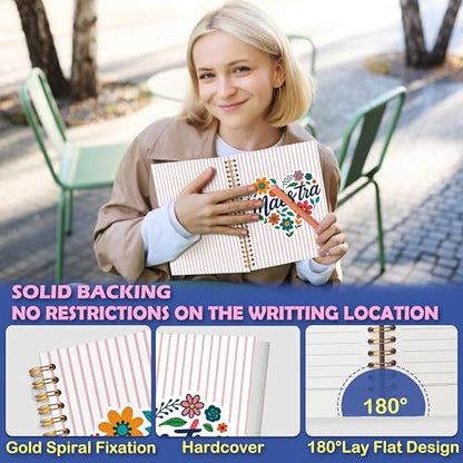 JUDFNCDE Teacher Maestra Appreciation Gifts, Regalo Para Maestra,Teacher Educator Supplies Floral Hardcover Notebook Journal 5.5 x 8.3 - color: Maestra-Floral Stripe