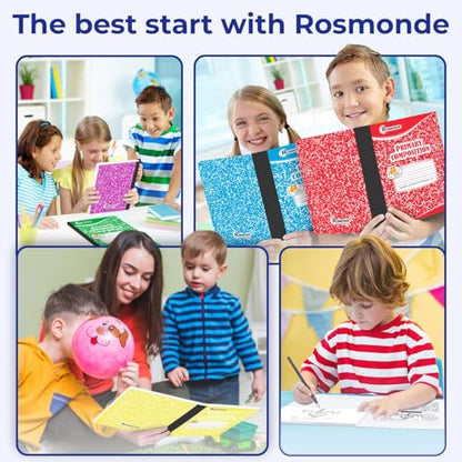 Rosmonde 100 Pack Bulk Composition Notebook, K-2 Primary Ruled, 200 Pages (100 Sheets), 9-3/4 x 7-1/2, Primary Composition Notebook Bulk With Header For Drawing, Grades K-2, Bulk School Supplies - size: 100 Pack, style: Primary Ruled - Color Marble (Write