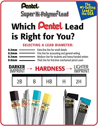 Pentel Super Hi-Polymer Mechanical Pencil Lead Refill - 0.5mm, 0.7mm, 0.9mm - 90 Lead refills (30 of Each Size) - size: 90 Count (Pack of 1)