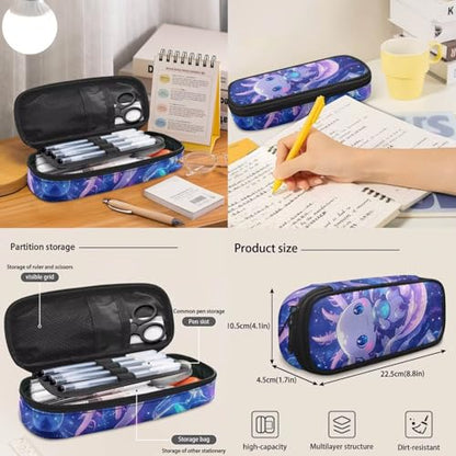 Elementary School Backpack with Insulated Lunch Box, Pencil Case & Water Bottle Holder - 17 Inch Axolotl Crystal Ball Print Bookbag Set for Kids, Child Back to School Supplies - color: Axolotl Crystal Ball