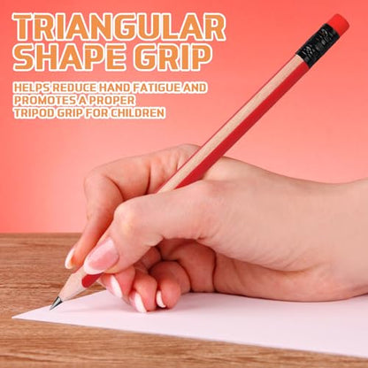 Seajan 48 Pcs 2b Jumbo Pencils, Big, Fat, Thick, Triangular Grip 7 Inch Large Pencils Refill with Eraser for Beginners Office Christmas Gifts(Red) - color: Red, style: 2B