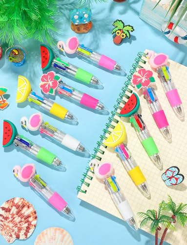 30Pcs Summer Hawaiian Mini Multicolor Ballpoint Pens 4-in-1 | Retractable Pen Bulk for Birthday Party Classroom Student Prizes Teacher Rewards - style: MiniHawaiianBallpointPens30Pcs
