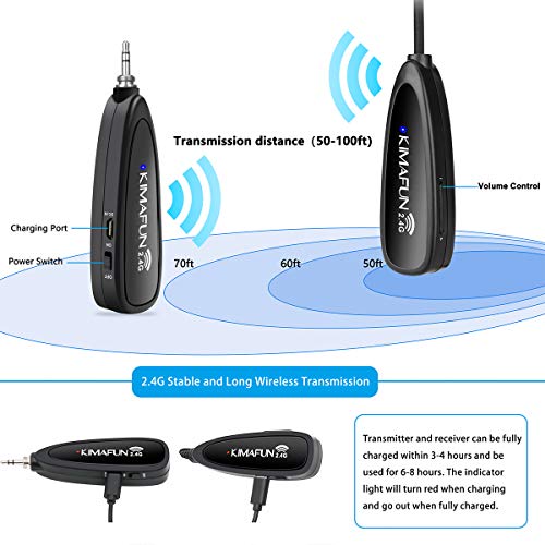 KIMAFUN Headset Wireless Microphone System, No Need Bluetooth, Waterproof Head Mic for Fitness Instructor, Teaching Online, Yoga Classroom, Spinning Coach, Speaker, iPhone, Android Phone, G100-1
