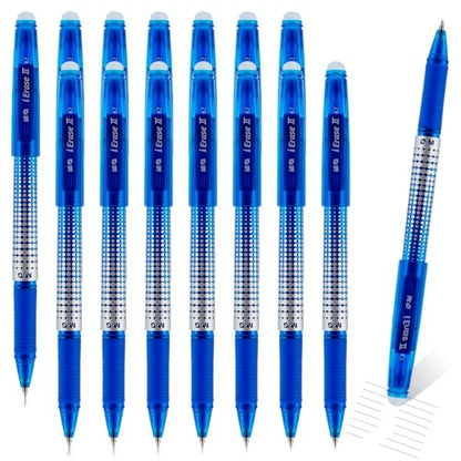 M&G Erasable Pens, 15 Pcs Erasable Gel Pen Medium Point 0.7mm, Blue Erasable Gel Ink Pen with Comfort Grip and Cap, Make Mistakes Disappear for Drawing Writing Planner and Crossword Puzzles - color: Blue