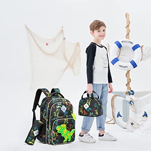 Backpack for Girls Elementary Preschool Kids Lunch Box for School - color: Boys Dinosaur Bag