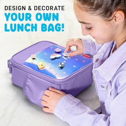 Fit & Fresh Lunch Box For Kids, Boys & Girls, School, Camp, Insulated Bag With Shoe Charm Slots For Personalization, Holographic Purple - color: Holographic Purple