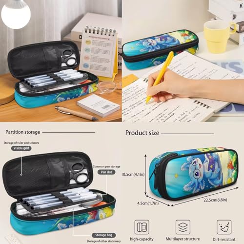 Blue Axolotl 4PCS Backpack Set for Elementary School Kids 6-11 - 17 inch Turtle Print Backpack withwith Insulated Lunch Box, Pencil Case & Water Bottle Holder for Back to School - color: Blue Axolotl