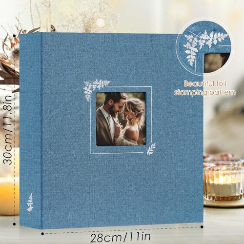 Lanpn Scrapbook Photo Album 8.5x11, Linen Window Design Cover Top Load 3 Ring Folder Binder Photobook Photo Book 8.5 x 11 inch with 30 Plastic Sleeves 60 Pages Blue - color: Blue, size: 8.5x11"