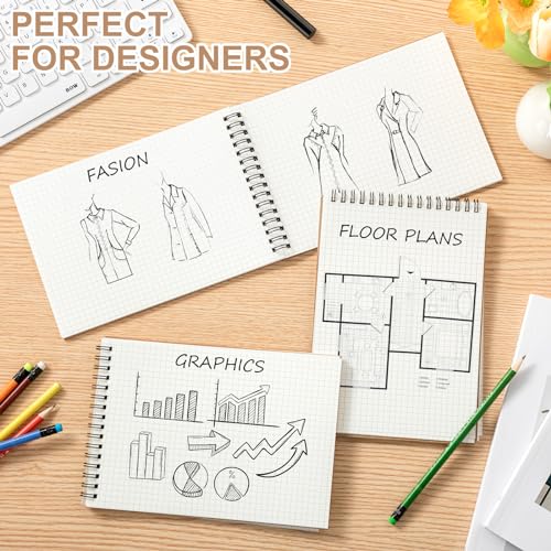 Engrowtic 2 Pack Graph Paper Spiral Notepad A5 Top Wirebound Notepad Grid Notebook Steno Pad Memo Notebook Grid Paper 140 Pages for Writing Sketching Drawing Office Supply (Kraft) - color: Brown