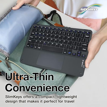 BoxWave Keyboard Compatible with TCL NXTPAPER 11 Plus (11.5 in) - SlimKeys Bluetooth Keyboard with Trackpad, Portable Slim TouchPad - Jet Black
