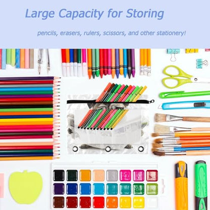 Studying 2 Pack Funny Pug Dog Reading Newspaper White 3 Ring Binder Pencil Pouch Bags,Clear Window Zipper Storage Case for Boys Girls School Office Supplies Cosmetics Organizers - color: Multi-french Bulldog