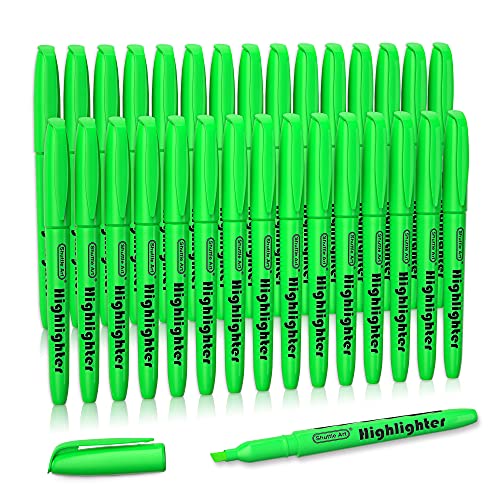 Shuttle Art Highlighters, 30 Pack Green Highlighter Pens Bright Colors, Chisel Tip Dry-Quickly Non-Toxic Highlighter Markers for Adults Teachers Students Highlighting in Home School Office - color: Green