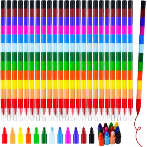 18 Pcs Stackable Crayons Stacking Crayons 12 Colors Buildable Crayon DIY Rainbow Pencils Buildable for Kids Ideal for Writing,Drawing,Coloring,Party Favors,Office School Supplies