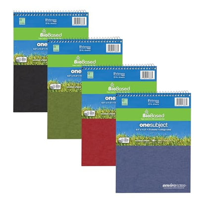 Case of 24 FlipPer Wirebound 1 Subject Notebooks, 8.5"x11.5", 70 sheets 20# BioBase White Paper, Asstd Earthtone covers, College Ruled W/Margin - size: 8.5" x 11.5", style: 1 Case