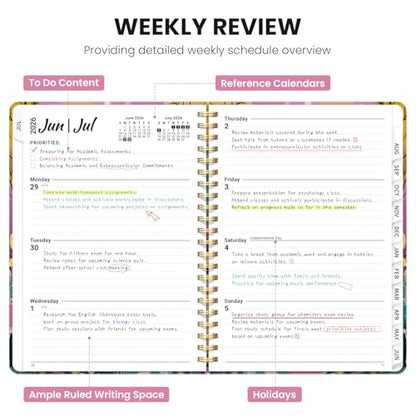 Planner 2026-2027, Academic Planner Weekly and Monthly, Jul 2026 - Jun 2027, Spiral Bound School Planning Tool with Tabs and Pocket, Perfect for Students & Teacher, 6.3" x 8.5", Fox Hollow - color: L-Fox Hollow, size: 6.3"x8.5" (A5)